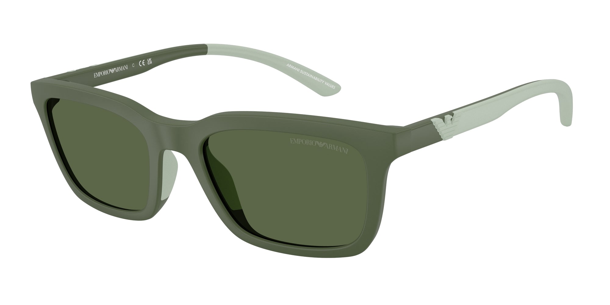 Emporio Armani Uomo Emporio Armani EA4249U 625971 Occhiali da sole Iniettato Verde Verde Squadrata Normale