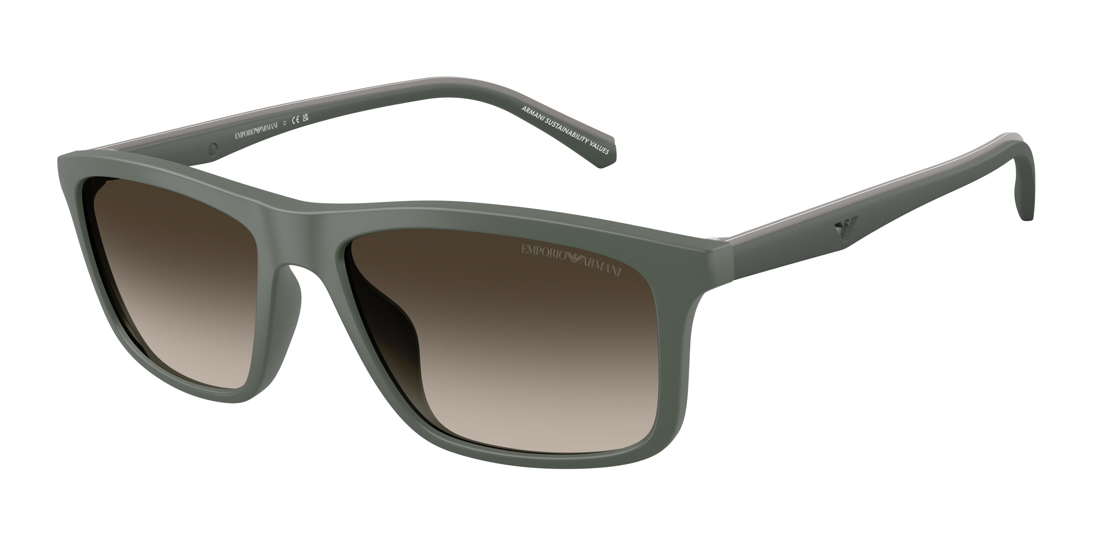 Emporio Armani Uomo Emporio Armani EA4257U 631213 Occhiali da sole Iniettato Verde Marrone Pillow Normale Sfumato