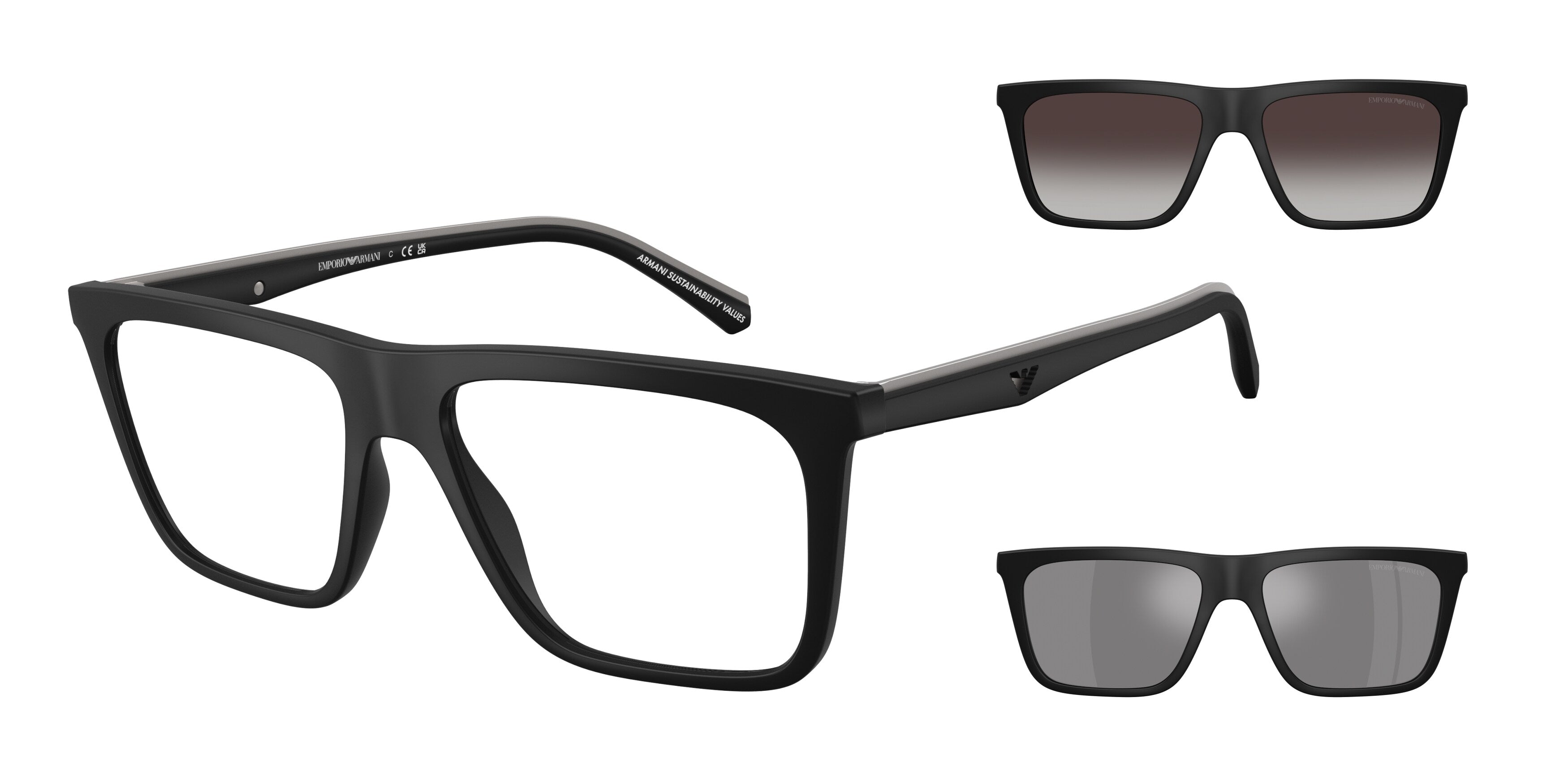 Emporio Armani Uomo Emporio Armani EA4258 50011W Occhiali da sole Iniettato Nero Trasparente Squadrata Normale Emporio Armani Uomo Emporio Armani EA4258 50011W Occhiali da sole Iniettato Nero Trasparente Squadrata Normale