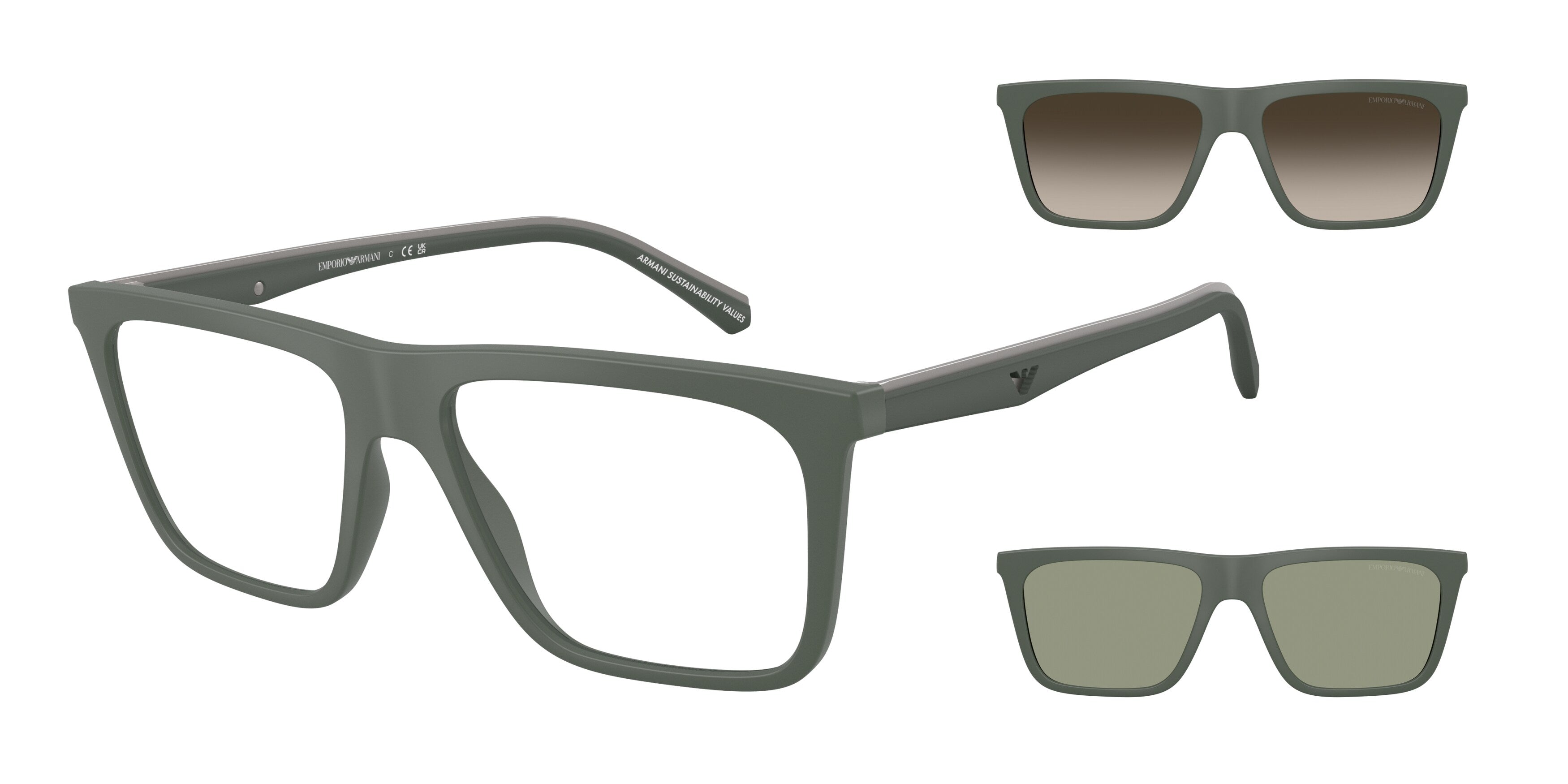Emporio Armani Uomo Emporio Armani EA4258 63121W Occhiali da sole Iniettato Verde Trasparente Squadrata Normale Emporio Armani Uomo Emporio Armani EA4258 63121W Occhiali da sole Iniettato Verde Trasparente Squadrata Normale