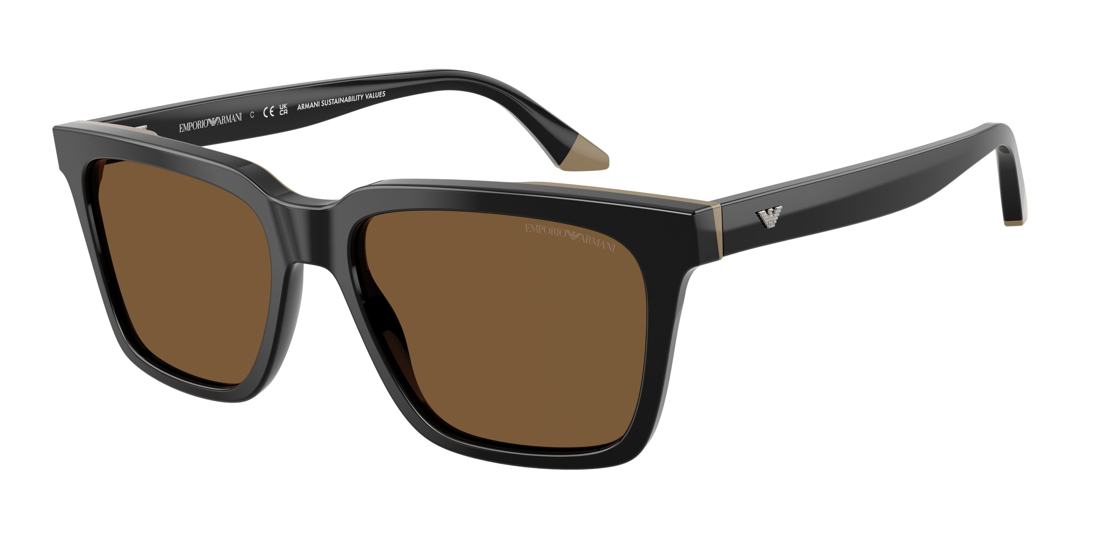 Emporio Armani Uomo Emporio Armani EA4260 631373 Occhiali da sole Acetato Nero Marrone Squadrata Normale Emporio Armani Uomo Emporio Armani EA4260 631373 Occhiali da sole Acetato Nero Marrone Squadrata Normale