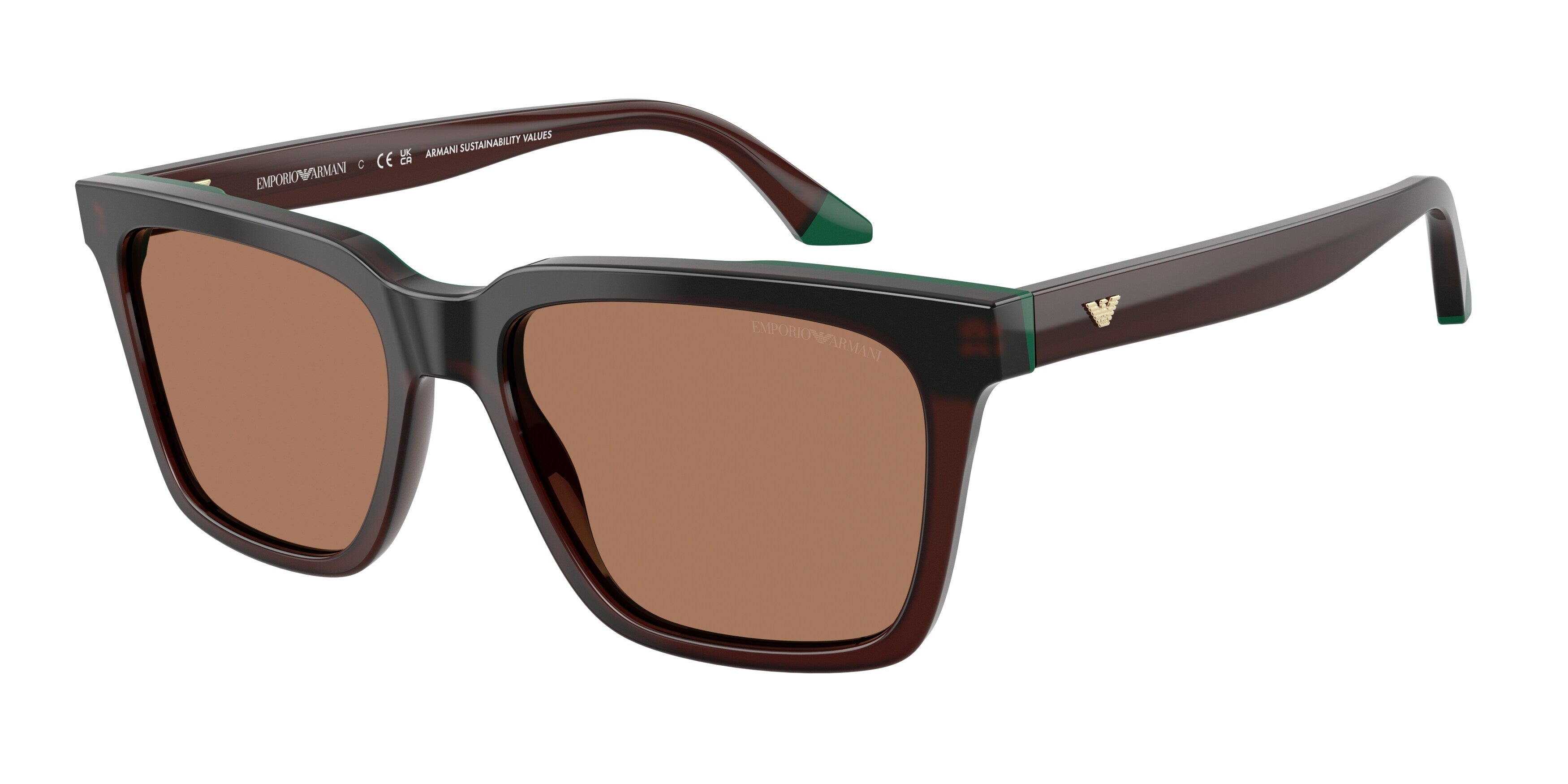 Emporio Armani Uomo Emporio Armani EA4260 631573 Occhiali da sole Acetato Marrone Marrone Squadrata Normale