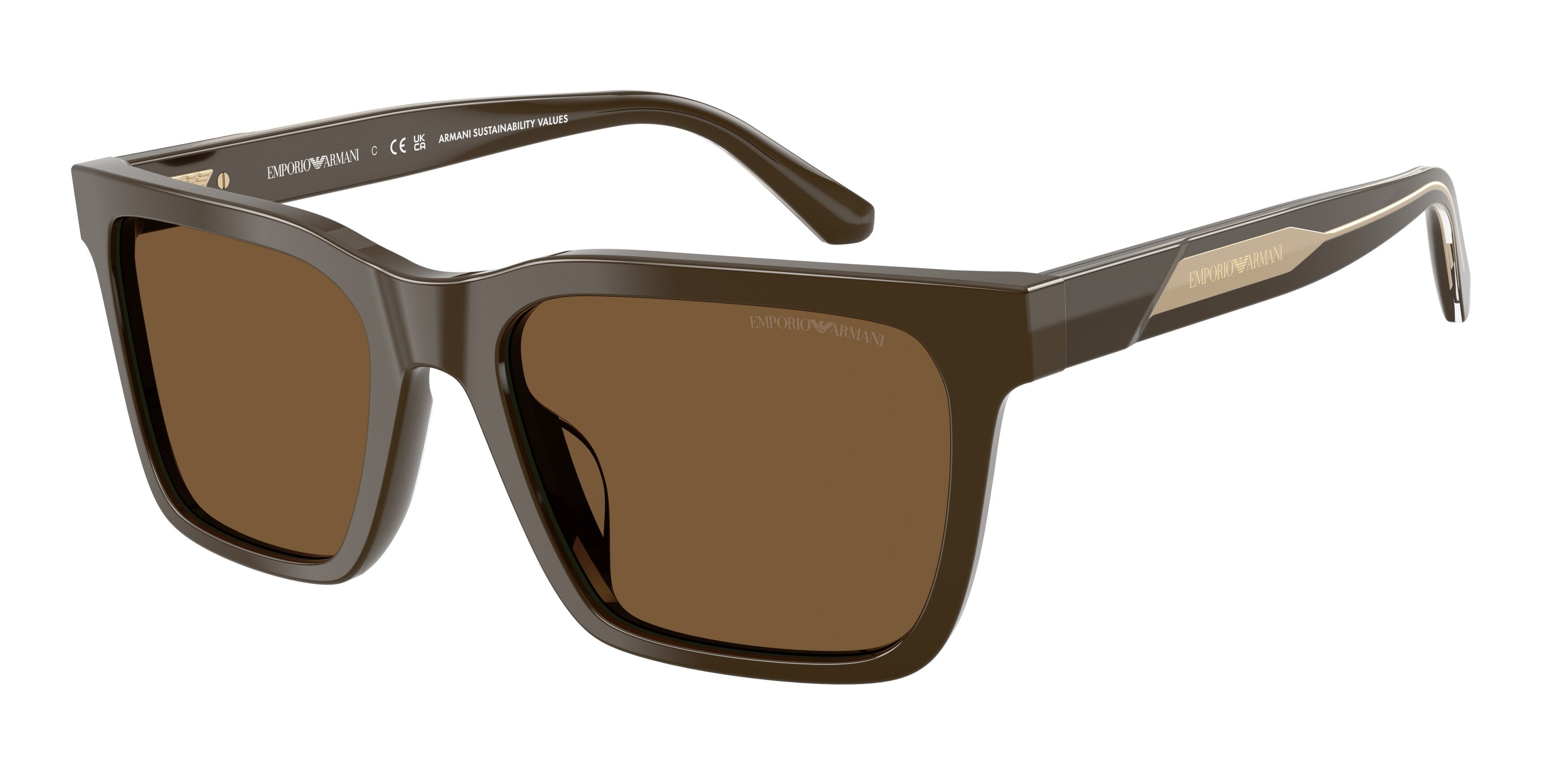 Emporio Armani Uomo Emporio Armani EA4262U 630773 Occhiali da sole Acetato Marrone Marrone Squadrata Normale