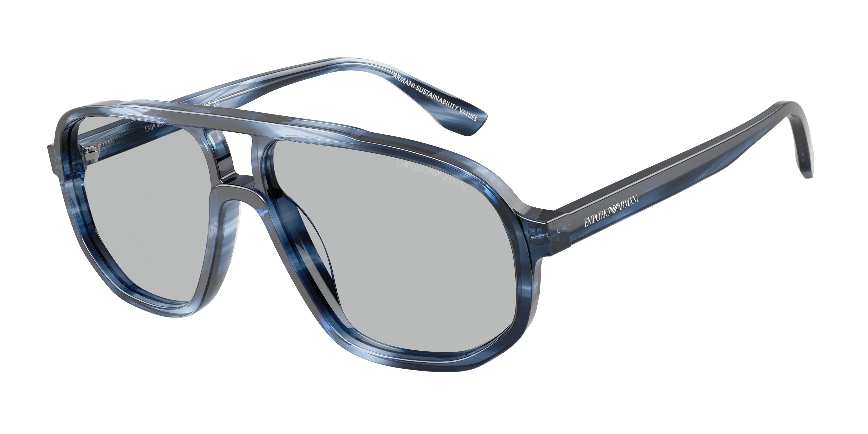 Emporio Armani Uomo Emporio Armani EA4263U 632787 Occhiali da sole Acetato Blu Grigio Pilot Normale