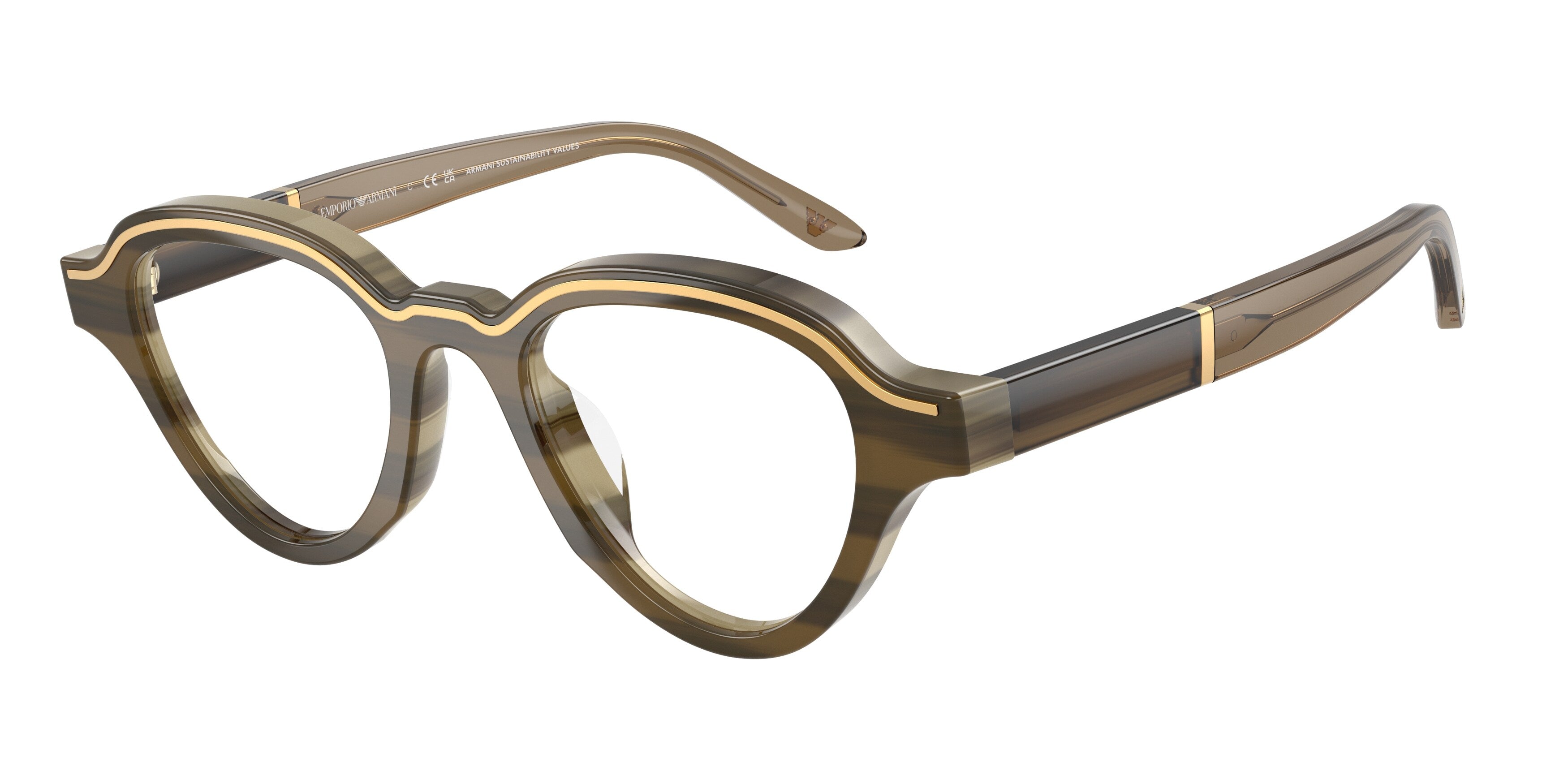 Emporio Armani Uomo Emporio Armani EA4264U 63381W Occhiali da sole Acetato Marrone Trasparente Geometrica Normale