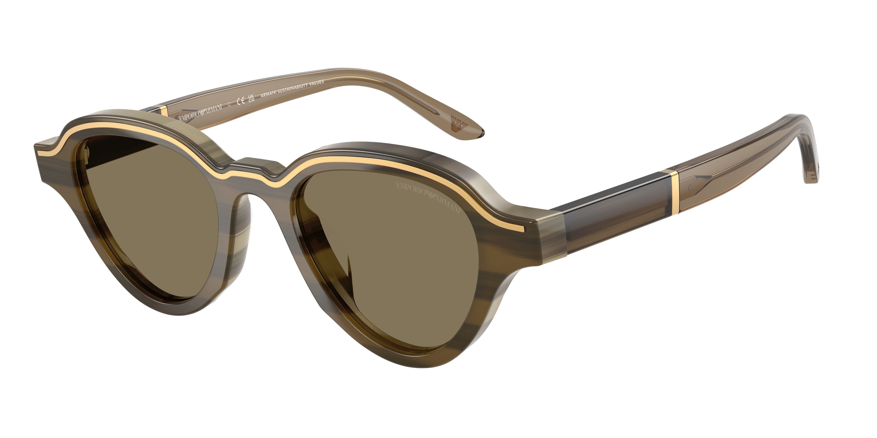 Emporio Armani Uomo Emporio Armani EA4264U 633873 Occhiali da sole Acetato Marrone Marrone Geometrica Normale
