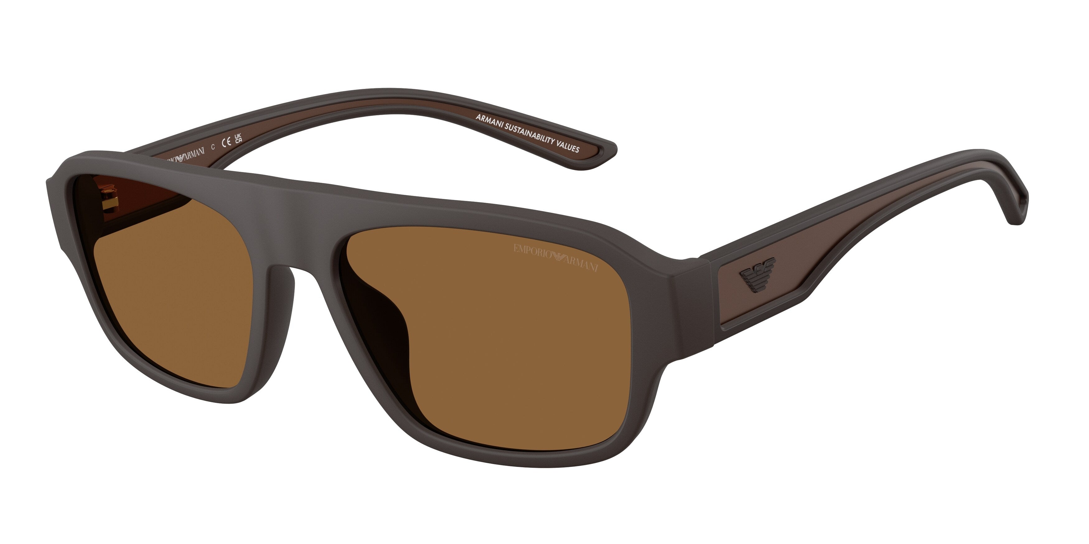 Emporio Armani Uomo Emporio Armani EA4266U 618673 Occhiali da sole Iniettato Marrone Marrone Geometrica Normale Emporio Armani Uomo Emporio Armani EA4266U 618673 Occhiali da sole Iniettato Marrone Marrone Geometrica Normale