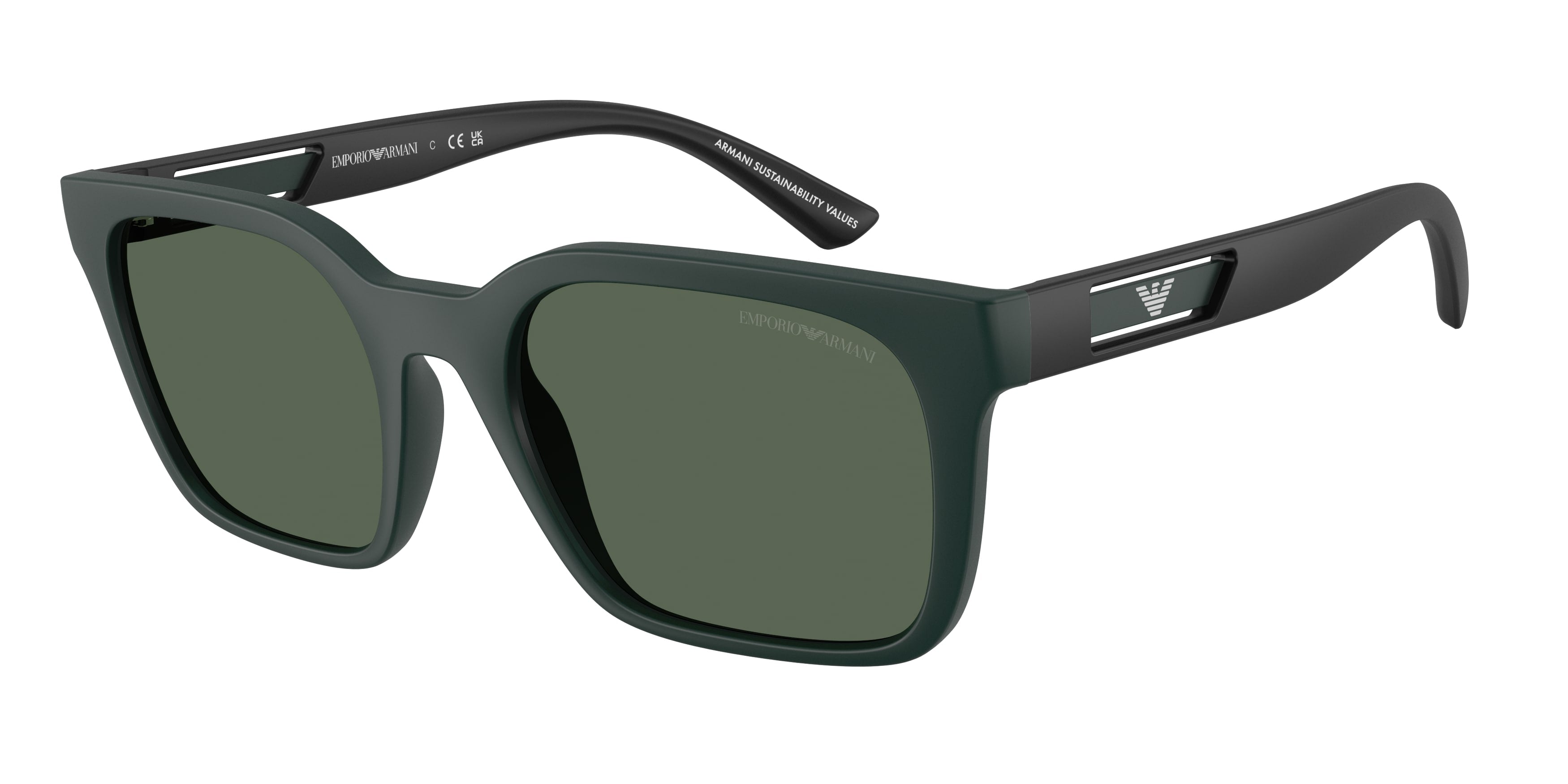 Emporio Armani Uomo Emporio Armani EA4269 637071 Occhiali da sole Iniettato Blu Verde Squadrata Normale