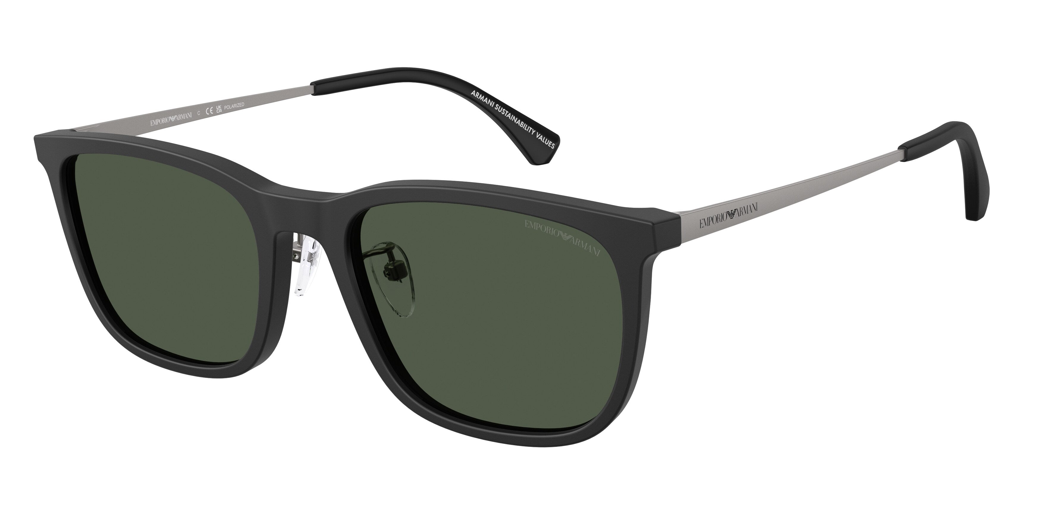 Emporio Armani Uomo Emporio Armani EA4275D 50019A Occhiali da sole Acetato Nero Verde Squadrata Polarizzata