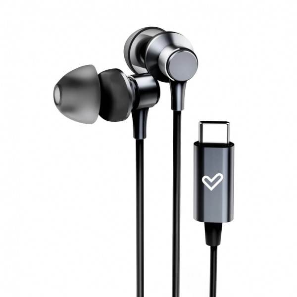 Energy Sistem Auricolari cablati metallizzati Tipo C - Microfono - Controller a 3 pulsanti - Custodia per il trasporto - Nero