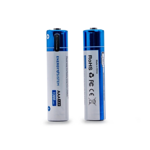 Energy Sistem Charge Pro C Confezione da 2 batterie ricaricabili USB-C - 1100mWh - 740mAh - AAA - 15V - Ricarica tramite USB-C
