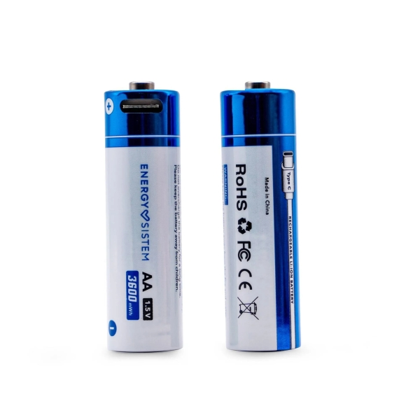 Energy Sistem Charge Pro C Confezione da 2 batterie ricaricabili USB-C - 3405mWh - 2270mAh - AA - 25V - Ricarica tramite USB-C