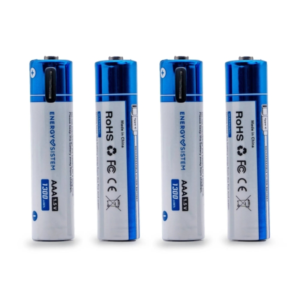 Energy Sistem Charge Pro C Confezione da 4 batterie ricaricabili USB-C - 1100mWh - 740mAh - AAA - 15V - Ricarica tramite USB-C