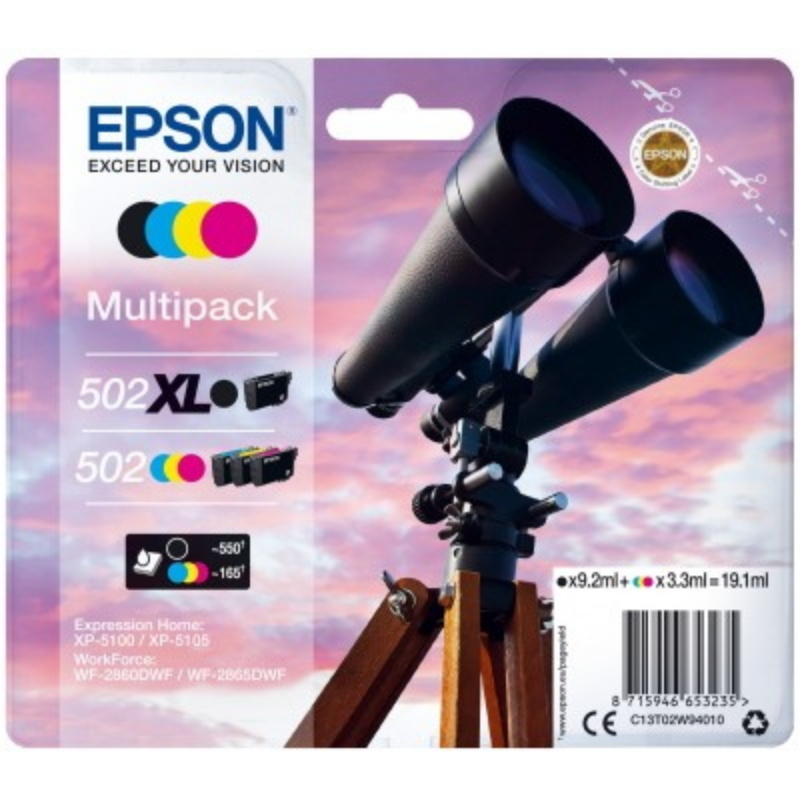 Epson 502 xl cartuccia toner 4 pz compatibile nero, ciano, magenta, giallo