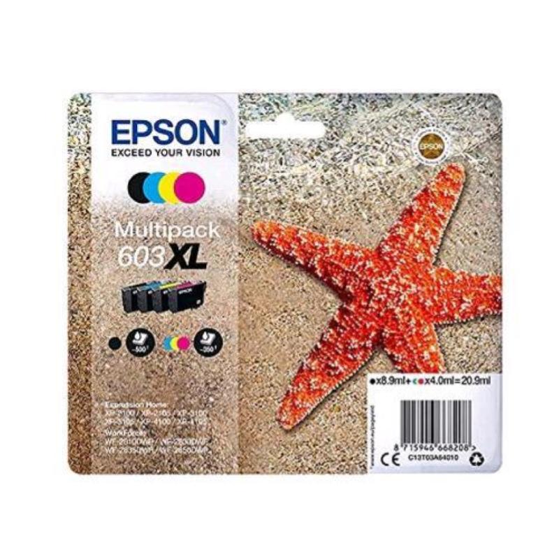 Epson - 603 Stella Marina T03u Xl Multipack 4 Colori-nero, Ciano, Magenta, Giallo