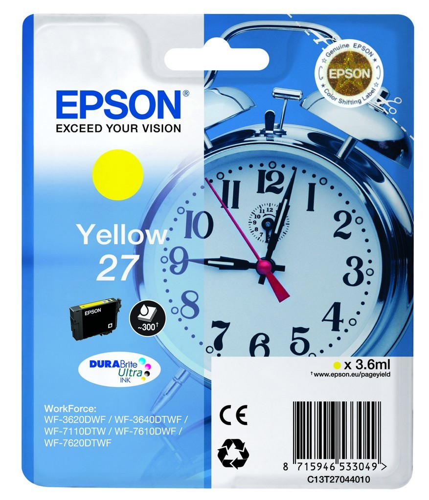 Epson Alarm clock Cartuccia Sveglia Giallo Inchiostri DURABrite Ultra 27 Epson Alarm clock Cartuccia Sveglia Giallo Inchiostri DURABrite Ultra 27
