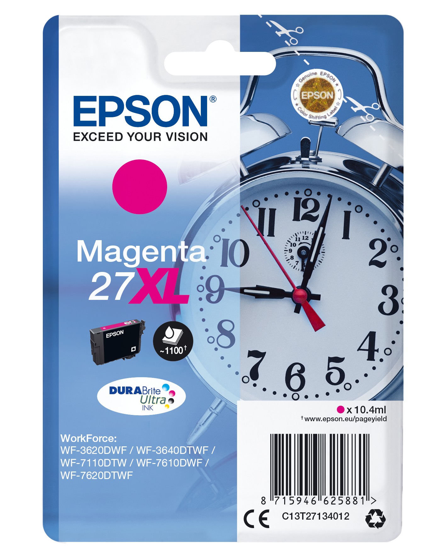 Epson Alarm clock Cartuccia Sveglia Magenta Inchiostri DURABrite Ultra 27XL Epson Alarm clock Cartuccia Sveglia Magenta Inchiostri DURABrite Ultra 27XL