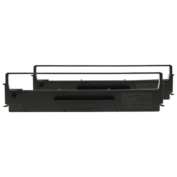 Epson C13S015647 Nastro per Stampante a Impatto Dualpack 2 pezzi LX-350 LX-300+ LX-300+II 4000000 caratteri colore Nero