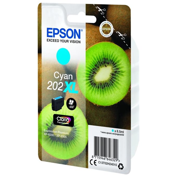 Epson C13T02H24020 Claria Premium Cartuccia d'Inchiostro 202XL Alta Capacita' 8,5 ml 650 pagine colore Ciano Epson C13T02H24020 Claria Premium Cartuccia d'Inchiostro 202XL Alta Capacita' 8,5 ml 650 pagine colore Ciano