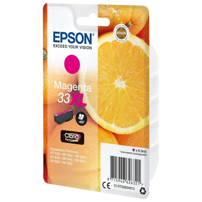 Epson C13T33634022 Claria Premium Cartuccia Inkjet Alta Resa XL 8,9 ml 650 pagine colore Magenta Epson C13T33634022 Claria Premium Cartuccia Inkjet Alta Resa XL 8,9 ml 650 pagine colore Magenta