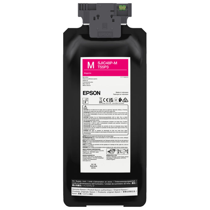 Epson C13T55P340 Cartuccia d'Inchiostro Magenta Originale 480 ml Per ColorWorks C8000e
