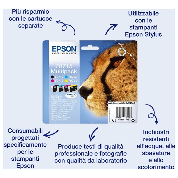Epson - Cartuccia Inchiostro Ciano C13t07124021-ciano