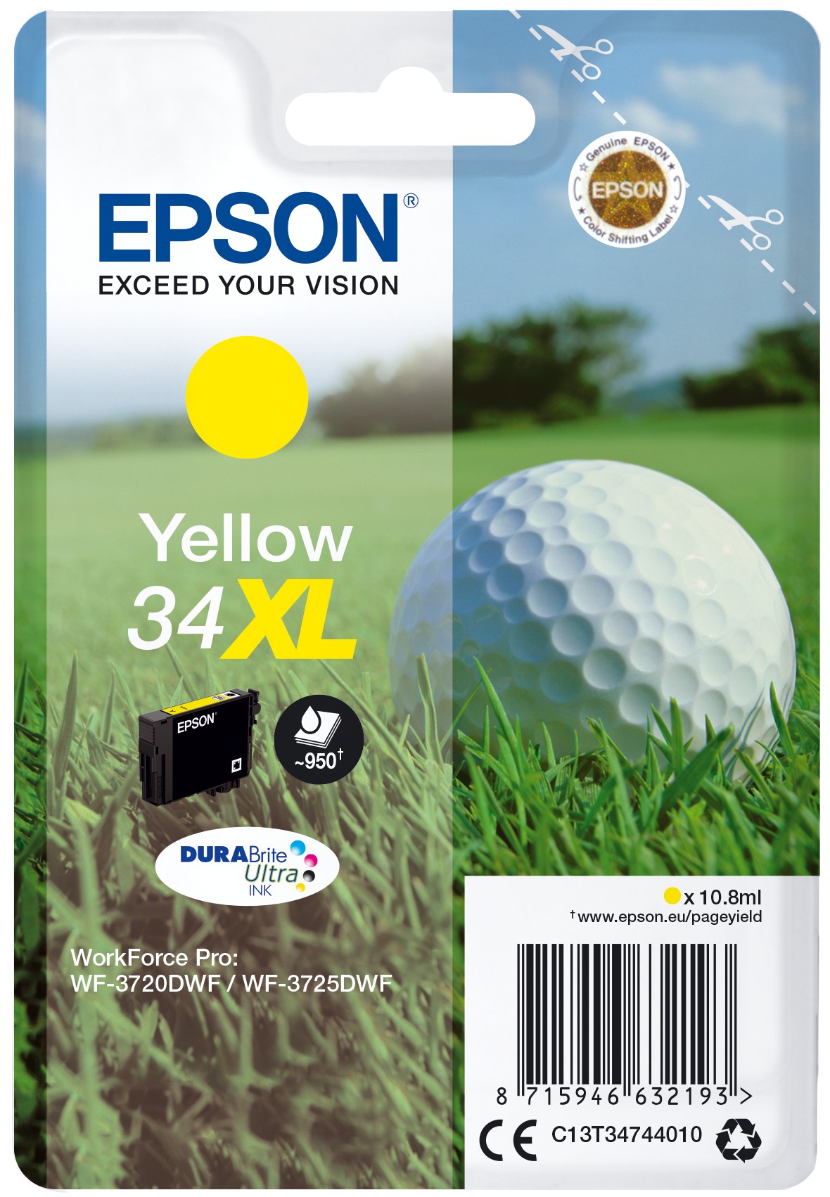 Epson Golf ball Singlepack giallo 34XL DURABrite Ultra Ink
