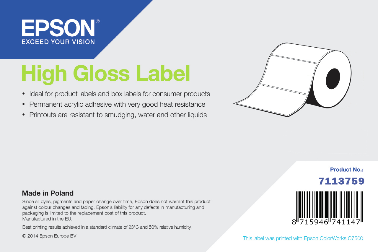 Epson High Gloss Label Etichetta per stampante autoadesiva