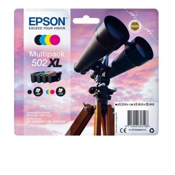 Epson Materiale Di Consumo: Cartucce Inchiostro 502XL Binocolo Multipack, 1 X 9,2 Ml Nero, 1 6,4 Ciano, 1 6,4 Magenta, 1 C13T02W64020 Epson Materiale Di Consumo: Cartucce Inchiostro 502XL Binocolo Multipack, 1 X 9,2 Ml Nero, 1 6,4 Ciano, 1 6,4 Magenta, 1 C13T02W64020