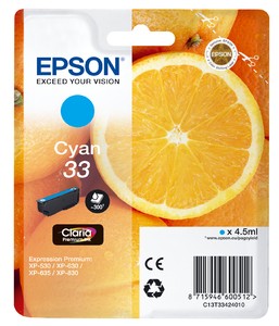 Epson Oranges Cartuccia Ciano T33 Claria Premium Epson Oranges Cartuccia Ciano T33 Claria Premium