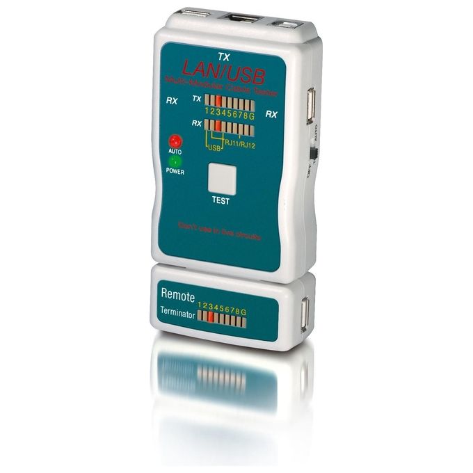 Equip 129964 Tester per Cavi LAN e USB con Display LED e Alimentazione Ricaricabile colore Nero
