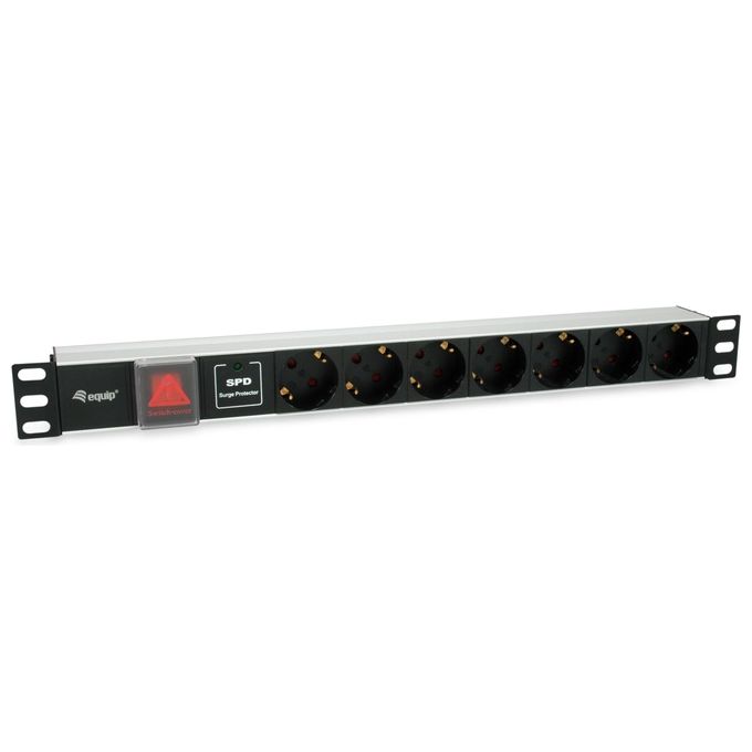 Equip 333309 Unita' di Distribuzione dell'Energia 7 Prese Tipo F 1U 16A 3500W con Protezione da Sovratensioni Interruttore On-Off colore Nero Argento Equip 333309 Unita' di Distribuzione dell'Energia 7 Prese Tipo F 1U 16A 3500W con Protezione da Sovratensioni Interruttore On-Off colore Nero Argento