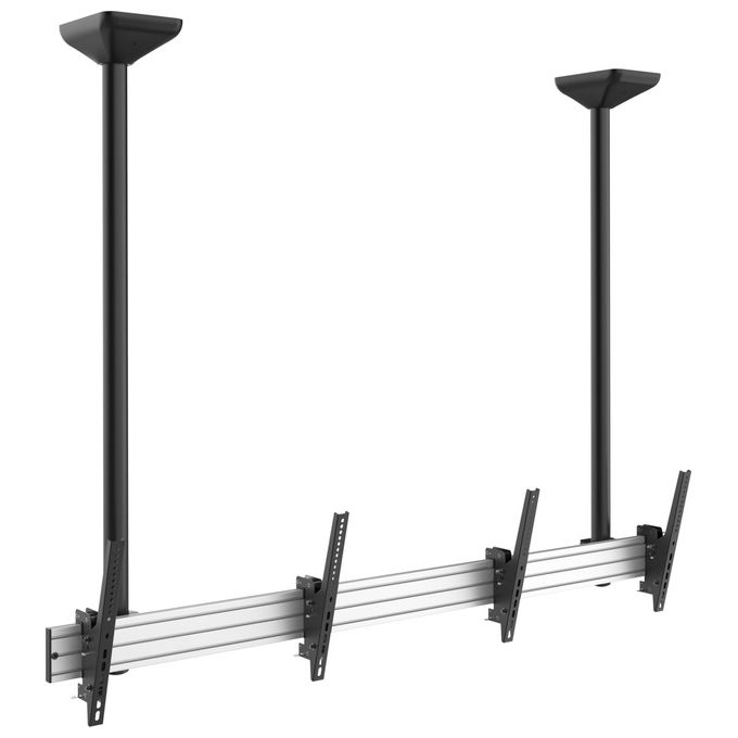 Equip 650373 Supporto a Soffitto per 2 TV 45'' 55'' Inclinabile VESA 600x400 50 Kg colore Nero Argento Equip 650373 Supporto a Soffitto per 2 TV 45'' 55'' Inclinabile VESA 600x400 50 Kg colore Nero Argento