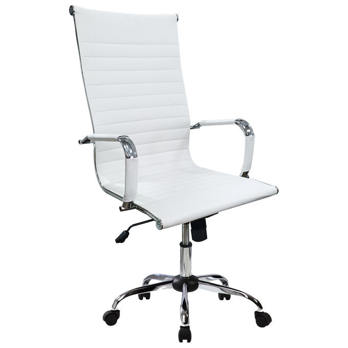 Equip 651017 Sedia Ufficio Ergonomica Seduta e Schienale Imbottiti Rivestimento a Coste Bianca