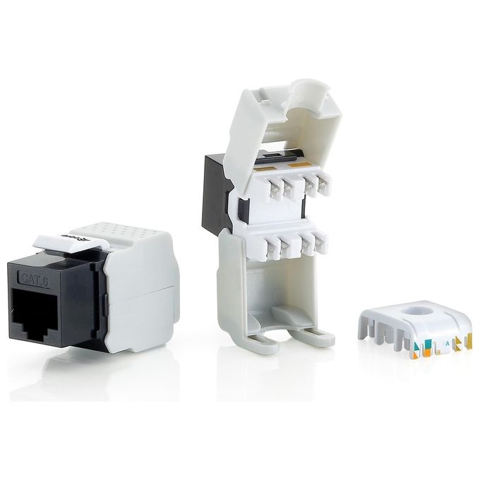 Equip 769211 Modulo Keystone Jack Cat.6 Non Schermato 8 Pezzi con Contatti Dorati T568A-T568B Tool-Free colore Nero