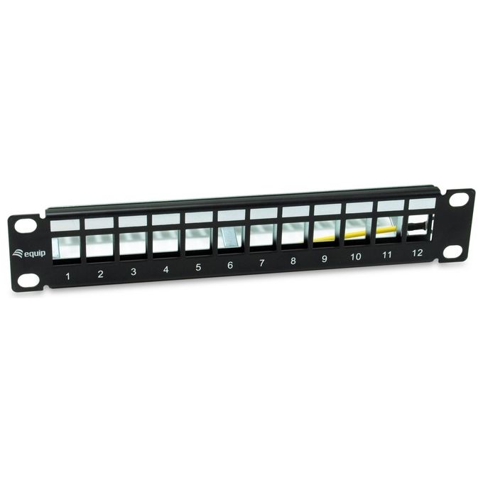 Equip 769331 Pannello Rack 1U 12 Porte Keystone Nero Metallo Equip 769331 Pannello Rack 1U 12 Porte Keystone Nero Metallo