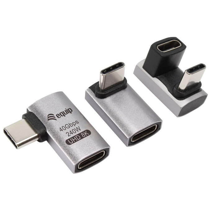 Equip Adattatore USB4 C a C 40Gbps PD 240W Alluminio Nero-Grigio Set 3pz cavo dati
