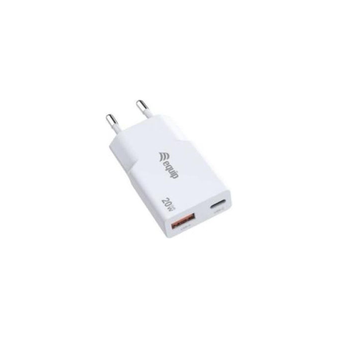 Equip, Caricabatterie USB, 2 Porte, 20W, GaN PD, Bianco