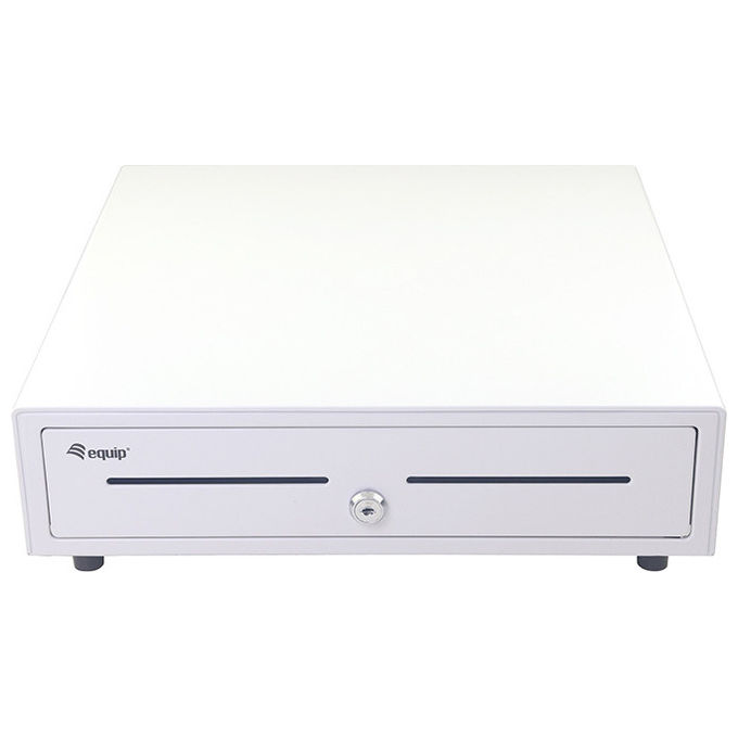 Equip Cassetto Registratore di Cassa Manuale Automatico 4 Scomparti Banconote 8 Slot Monete Bianco