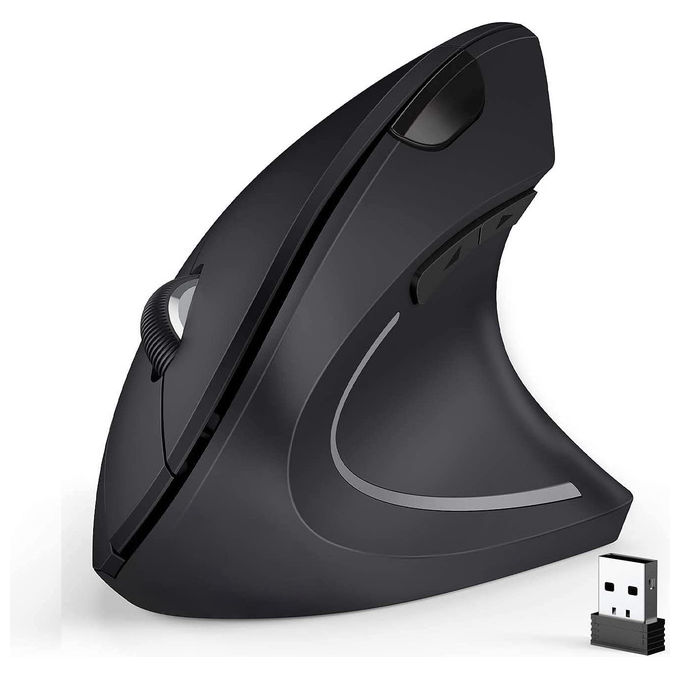 Equip, Mouse Verticale Ergonomico, Wireless Bluetooth, 6 Pulsanti, Dual Mode