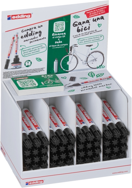 Espositore Edding 3000 con 48 pennarelli permanenti - Punta rotonda da 15 mm - Tratto tra 15 e 3 mm - Ricaricabili - Asciugatura rapida - Nero Espositore Edding 3000 con 48 pennarelli permanenti - Punta rotonda da 15 mm - Tratto tra 15 e 3 mm - Ricaricabili - Asciugatura rapida - Nero