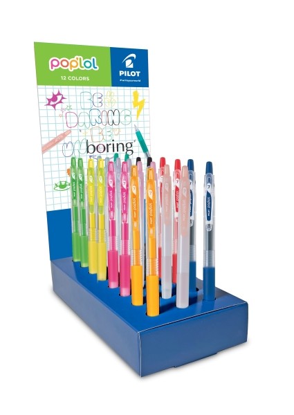 Espositore Pilot Pop Lol con 24 penne a inchiostro gel retrattili - Punta da 07 mm - Tratto da 032 mm - Impugnatura ergonomica - Colori assortiti Espositore Pilot Pop Lol con 24 penne a inchiostro gel retrattili - Punta da 07 mm - Tratto da 032 mm - Impugnatura ergonomica - Colori assortiti