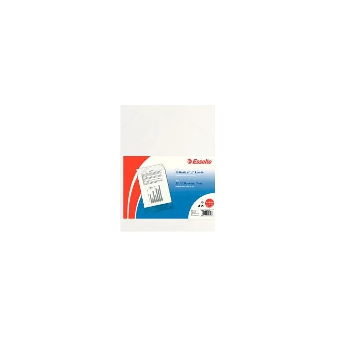 Esselte 395901200 De Luxe Buste a U in PP Lucido Formato 22x30 cm Confezione 25 Pezzi colore Trasparente