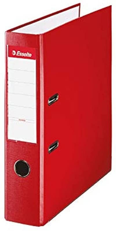 ESSELTE 42309 - Raccoglitore a leva in plastica foderata con occhiello e angoli DIN A4 dorso 75 mm colore rosso