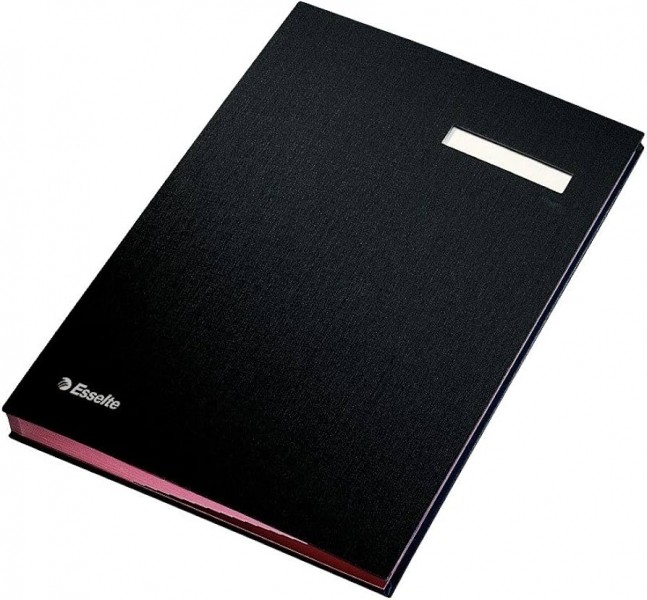 Esselte Signature Holder con 10 divisori - Copertine rivestite in plastica - Finestra trasparente nel divisore - Nero