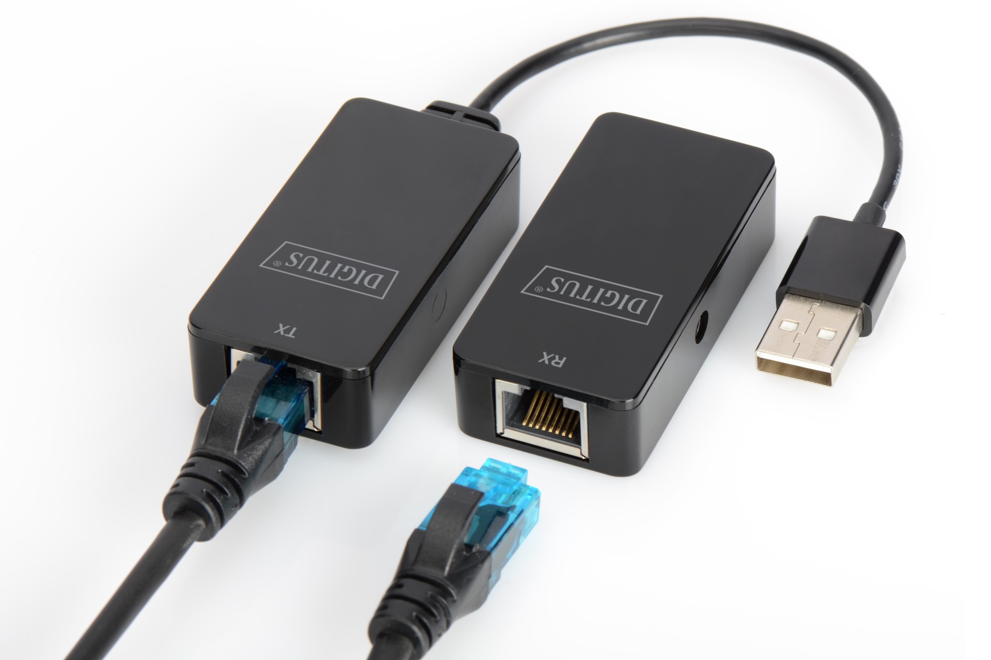 Estensore Di Linea Usb 2.0 Fino A 50 Mt. Tramite Cavo Rete Cat 5E Con Alimentatore