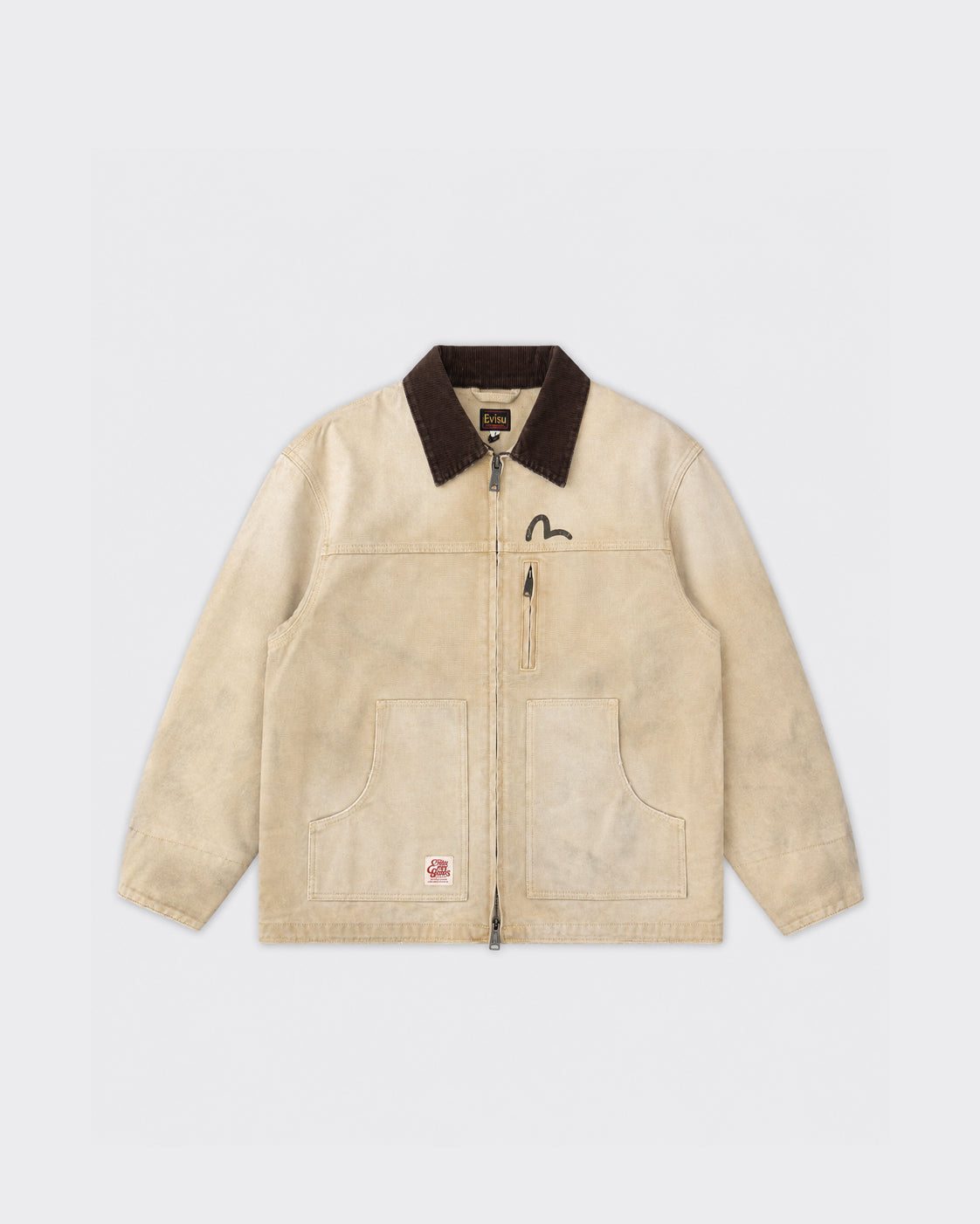 Evisu Giacca Canvas Vintage Coverall Beige
