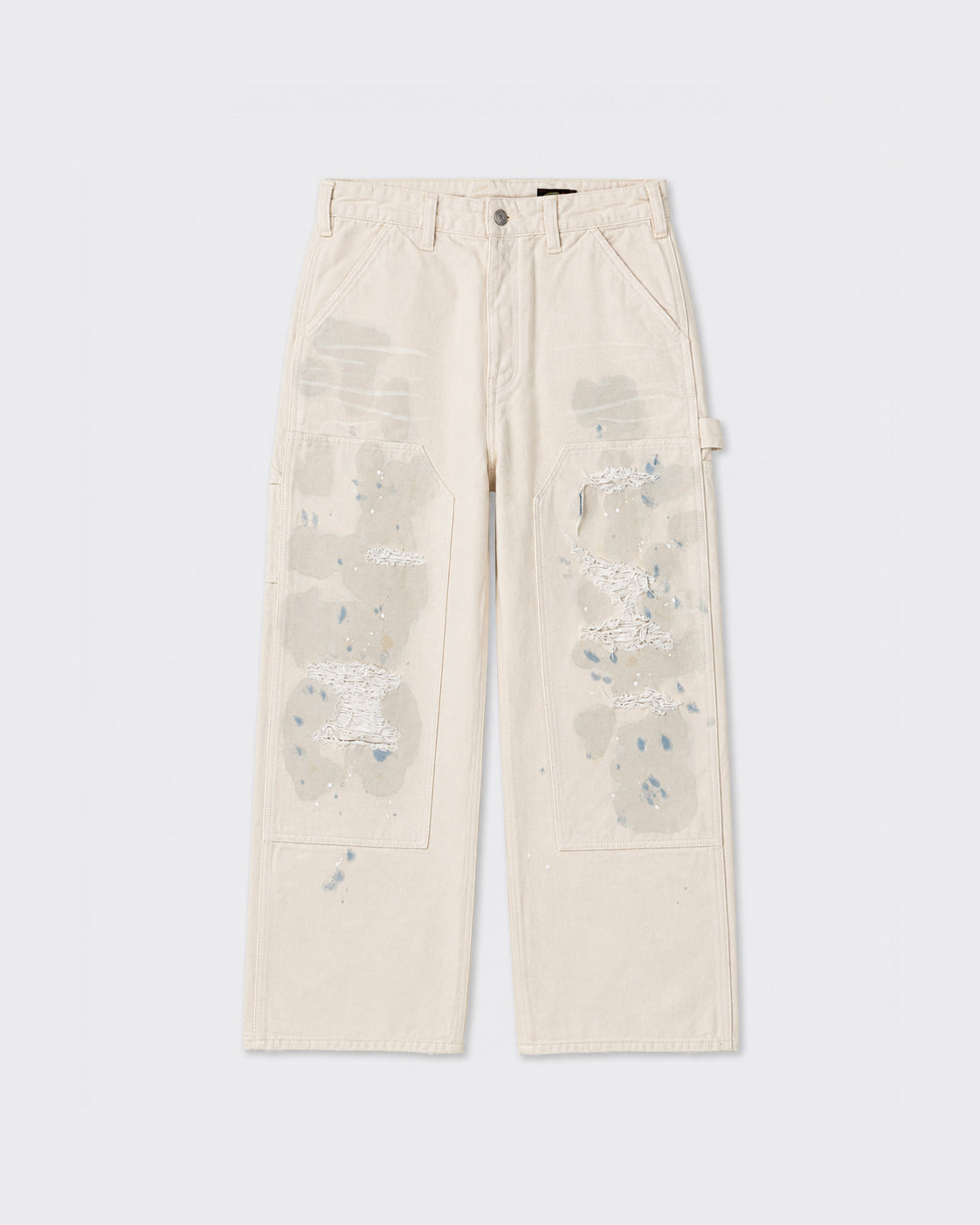 Evisu Pantaloni Distressed Double Knee Bianchi