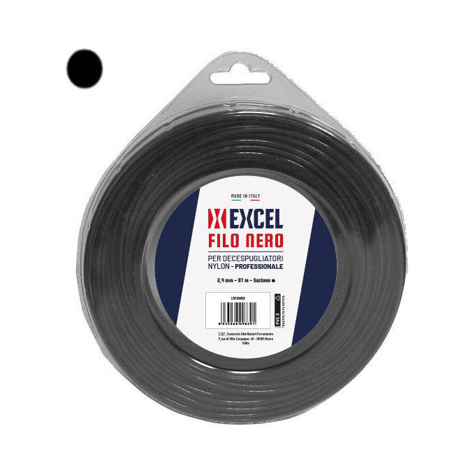Excel 09839 Filo per Decespugliatore Nylon Tondo 2,4 mm 87 m Professionale colore Nero