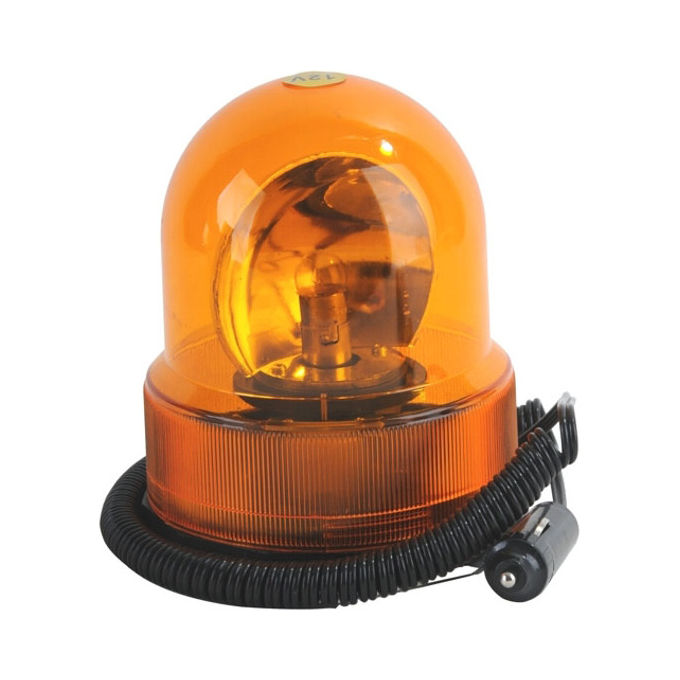 Excel 382137 Lampeggiante Rotante Magnetico 12V 10W cavo spiralato 200 cm spinotto accendino auto rotazione 360° colore Arancio